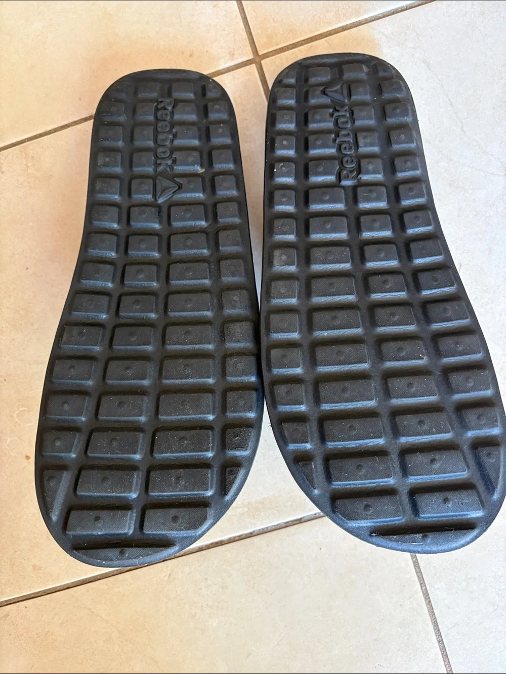 Men’s Reebok Black Slide Sandals with Gray Footbed